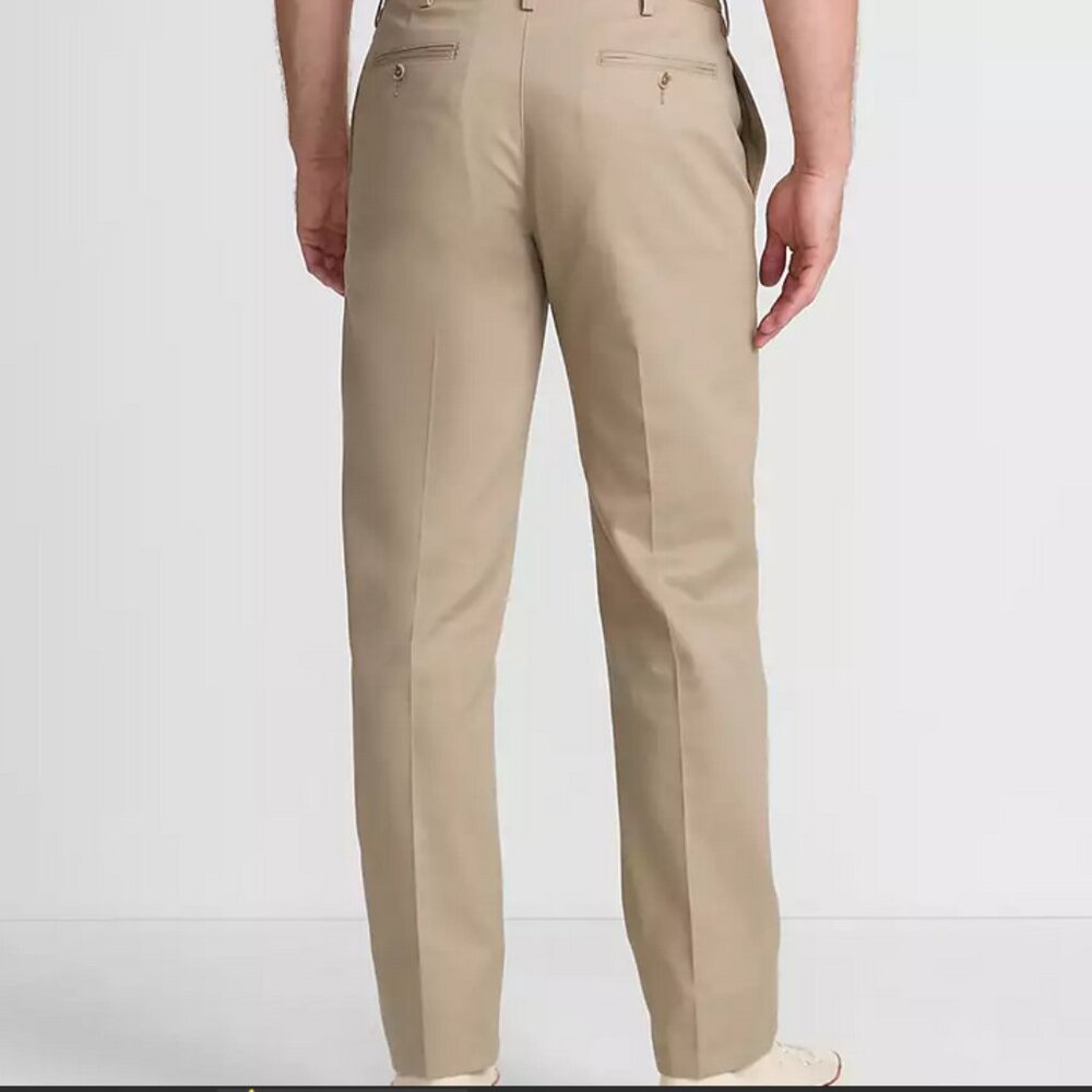 Lands' End Chino Pants 34x31 (with cuff) Khaki Plain Front Traditional Fit NWOT - Picture 2 of 2